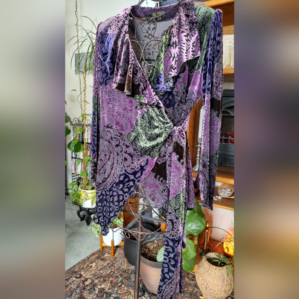 Picadilly Burnout Velvet Wrap Blouse